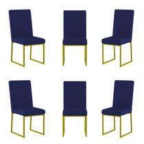 Kit 6 Cadeiras Para Mesa De Jantar Base Industrial Dourado Balaqui