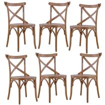 Kit 6 Cadeiras para Mesa de Jantar Espanha 39 x 94 Cm Madeira Maciça Tauari Verniz Mel