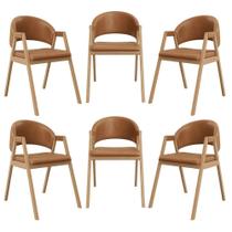 Kit 6 Cadeiras Para Mesa De Jantar Moderna material sintético Balaqui Marrom Claro