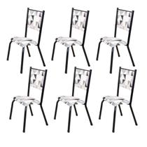 Kit 6 Cadeiras para Sala de Jantar Ametista Katar / Preto