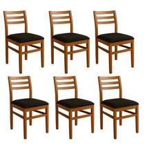Kit 6 Cadeiras para Sala de Jantar em Madeira Maciça Diamante Mel Kit 6 Cadeiras para Sala de Jantar em Madeira Maciça Diamante Mel