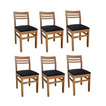 Kit 6 Cadeiras para Sala de Jantar em Madeira Maciça Diamante Preto/Marrom