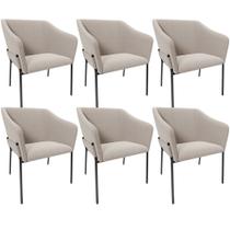 Kit 6 Cadeiras Para Sala de Jantar Estar Living Olívia L02 Bouclê Creme - Lyam Decor