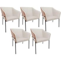 Kit 6 Cadeiras Para Sala de Jantar Estar Living Olívia L02 Linho Cru material sintético Camel - Lyam Decor