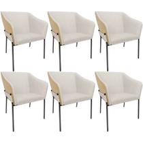 Kit 6 Cadeiras Para Sala de Jantar Estar Living Olívia L02 Linho Cru material sintético Fendi - Lyam Decor