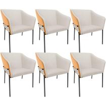 Kit 6 Cadeiras Para Sala de Jantar Estar Living Olívia L02 Linho Cru material sintético Whisky - Lyam Decor