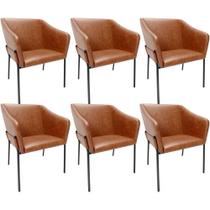 Kit 6 Cadeiras Para Sala De Jantar Estar Living Olívia L02 material sintético Camel - Lyam Decor
