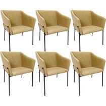 Kit 6 Cadeiras Para Sala de Jantar Estar Living Olívia L02 material sintético Fendi - Lyam Decor