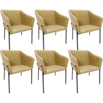 Kit 6 Cadeiras Para Sala de Jantar Estar Living Olívia L02 material sintético Fendi - Lyam Decor Kit 6 Cadeiras Para Sala de Jantar Estar Living Olívia L02 material sintético Fendi - Lyam Decor