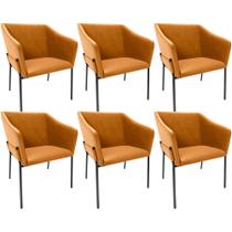 Kit 6 Cadeiras Para Sala de Jantar Estar Living Olívia L02 material sintético Whisky - Lyam Decor