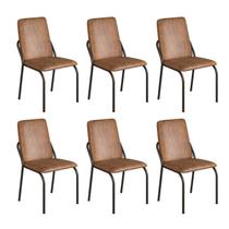 Kit 6 Cadeiras para Sala de Jantar Estofadas Aço Marrom e Preto Fosco Malibu Kit 6 Cadeiras para Sala de Jantar Estofadas Aço Marrom e Preto Fosco Malibu