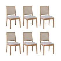 Kit 6 Cadeiras para Sala de Jantar Estofadas Buriti Cinza/Madeira Kit 6 Cadeiras para Sala de Jantar Estofadas Buriti Cinza/Madeira