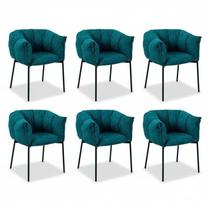 Kit 6 Cadeiras para Sala de Jantar Estofadas com Base de Aço Joy Kit 6 Cadeiras para Sala de Jantar Estofadas com Base de Aço Joy