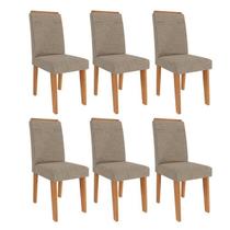 Kit 6 Cadeiras para Sala de Jantar Estofadas Tais Bege/Cinamomo