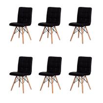 Kit 6 Cadeiras para Sala de Jantar Gomos com Base de Madeira Kit 6 Cadeiras para Sala de Jantar Gomos com Base de Madeira