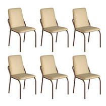 Kit 6 Cadeiras para Sala de Jantar Malibu Bege/Creme/Marrom Kit 6 Cadeiras para Sala de Jantar Malibu Bege/Creme/Marrom