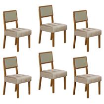 Kit 6 Cadeiras para Sala de Jantar Pés em Madeira Maciça Liz Kit 6 Cadeiras para Sala de Jantar Pés em Madeira Maciça Liz