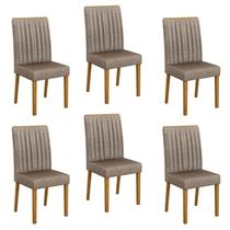 Kit 6 Cadeiras para Sala de Jantar Pés em Madeira Maciça Mari