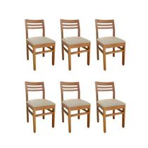 Kit 6 Cadeiras para Sala de Jantar Rústicas com Assento em material sintético Madeira Maciça Diamante Kit 6 Cadeiras para Sala de Jantar Rústicas com Assento em material sintético Madeira Maciça Diamante