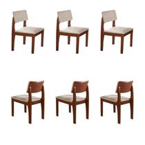 Kit 6 Cadeiras para Sala de Jantar Turim Castanho Prêmio/Creme/Off White