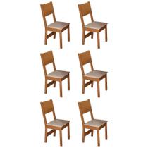 Kit 6 Cadeiras Pérola MDF Assento Estofado em Tecido Bagum Bege Kit 6 Cadeiras Pérola MDF Assento Estofado em Tecido Bagum Bege