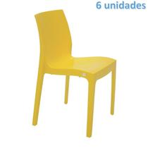 Kit 6 cadeiras plastica monobloco alice amarela tramontina
