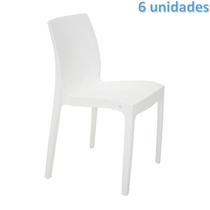 Kit 6 cadeiras plastica monobloco alice branca tramontina