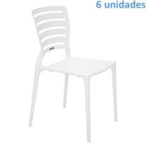 Kit 6 cadeiras plastica monobloco sofia branca encosto vazado horizontal tramontina