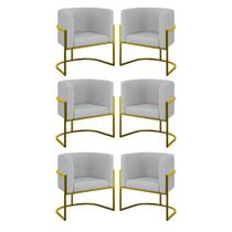 Kit 6 Cadeiras Poltrona Lua Bouclê Sala Quarto Gold Balaqui