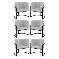 Kit 6 Cadeiras Poltrona Lua Bouclê Sala Quarto Preto Balaqui