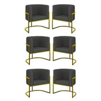 Kit 6 Cadeiras Poltrona Lua material sintético Sala Quarto Gold Balaqui