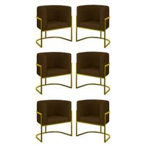 Kit 6 Cadeiras Poltrona Lua material sintético Sala Quarto Gold Balaqui