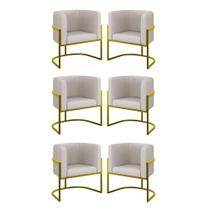 Kit 6 Cadeiras Poltrona Lua material sintético Sala Quarto Gold Balaqui