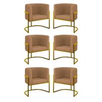 Kit 6 Cadeiras Poltrona Lua Veludo Sala Quarto Gold Balaqui