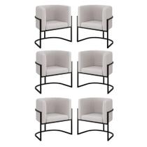 Kit 6 Cadeiras Poltrona Lua Veludo Sala Quarto Preto Balaqui