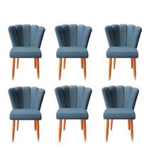 Kit 6 Cadeiras Poltrona Sala de Jantar Penteadeira Reforçada Decorativa Pétala Suede Azul Marinho Kit 6 Cadeiras Poltrona Sala de Jantar Penteadeira Reforçada Decorativa Pétala Suede Azul Marinho