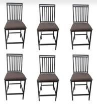 Kit 6 Cadeiras Reforçada Para Cozinha E Sala Jantar Liane Marrom - MODERNA