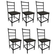 Kit 6 Cadeiras Reforçada Para Cozinha E Sala Jantar Vitoria Assento Preto - Brauna Ind. Kit 6 Cadeiras Reforçada Para Cozinha E Sala Jantar Vitoria Assento Preto - Brauna Ind.
