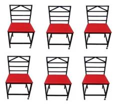Kit 6 Cadeiras Reforçada Para Cozinha Moderna Vermelho - CLEVIE STORE