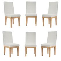 KIT 6 Cadeiras Reforçadas para Mesa de Jantar Tecido Linho