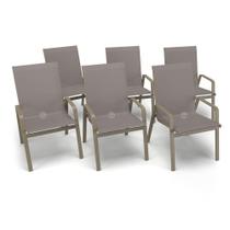 Kit 6 Cadeiras Riviera Piscina Alumínio Fendi Tela Fendi Kit 6 Cadeiras Riviera Piscina Alumínio Fendi Tela Fendi