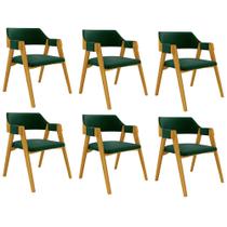 Kit 6 Cadeiras Sala de Jantar e Jogos Carteados Madeira Maciça Poker Veludo Verde/Mel G42 - Gran Belo Kit 6 Cadeiras Sala de Jantar e Jogos Carteados Madeira Maciça Poker Veludo Verde/Mel G42 - Gran Belo