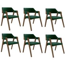 Kit 6 Cadeiras Sala de Jantar e Jogos Carteados Madeira Maciça Poker Veludo Verde/Nogueira G42 - Gran Belo Kit 6 Cadeiras Sala de Jantar e Jogos Carteados Madeira Maciça Poker Veludo Verde/Nogueira G42 - Gran Belo