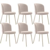 Kit 6 Cadeiras Sala de Jantar Estofada Gavi Arena L02 Suede Bege - Lyam Decor Kit 6 Cadeiras Sala de Jantar Estofada Gavi Arena L02 Suede Bege - Lyam Decor
