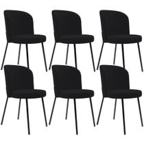 Kit 6 Cadeiras Sala de Jantar Estofada Gavi L02 Suede Preto - Lyam Decor