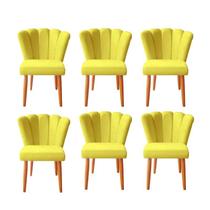 kit 6 Cadeiras Sala de Jantar Estofada Reforçada Pétala Suede - Twdecora