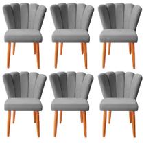 kit 6 Cadeiras Sala de Jantar Estofada Reforçada Pétala Suede - Twdecora