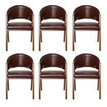 Kit 6 Cadeiras Sala de Jantar Premium com Braço Madeira Maciça Movellu Home