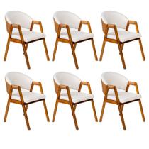 Kit 6 Cadeiras Sala de Jantar Premium com Braço Madeira Maciça Movellu Home