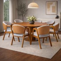 Kit 6 Cadeiras Sala de Jantar Premium com Braço Madeira Maciça Movellu Home